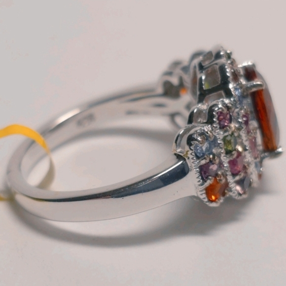 Designer Almandine Garnet And Multi Gemstone Ring Size 8 - Picture 4 of 15